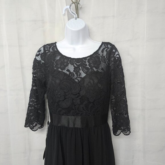 Ever Pretty Dress Black Lace Fairy Goth Whimsygoth Maxi 6 NWT - Picture 2 of 15